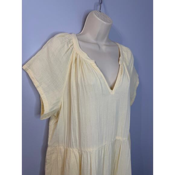 Pact Women's Organic Cotton Coastal Double Gauze Throw-And-Go Dress Sz L Yellow - Picture 3 of 10